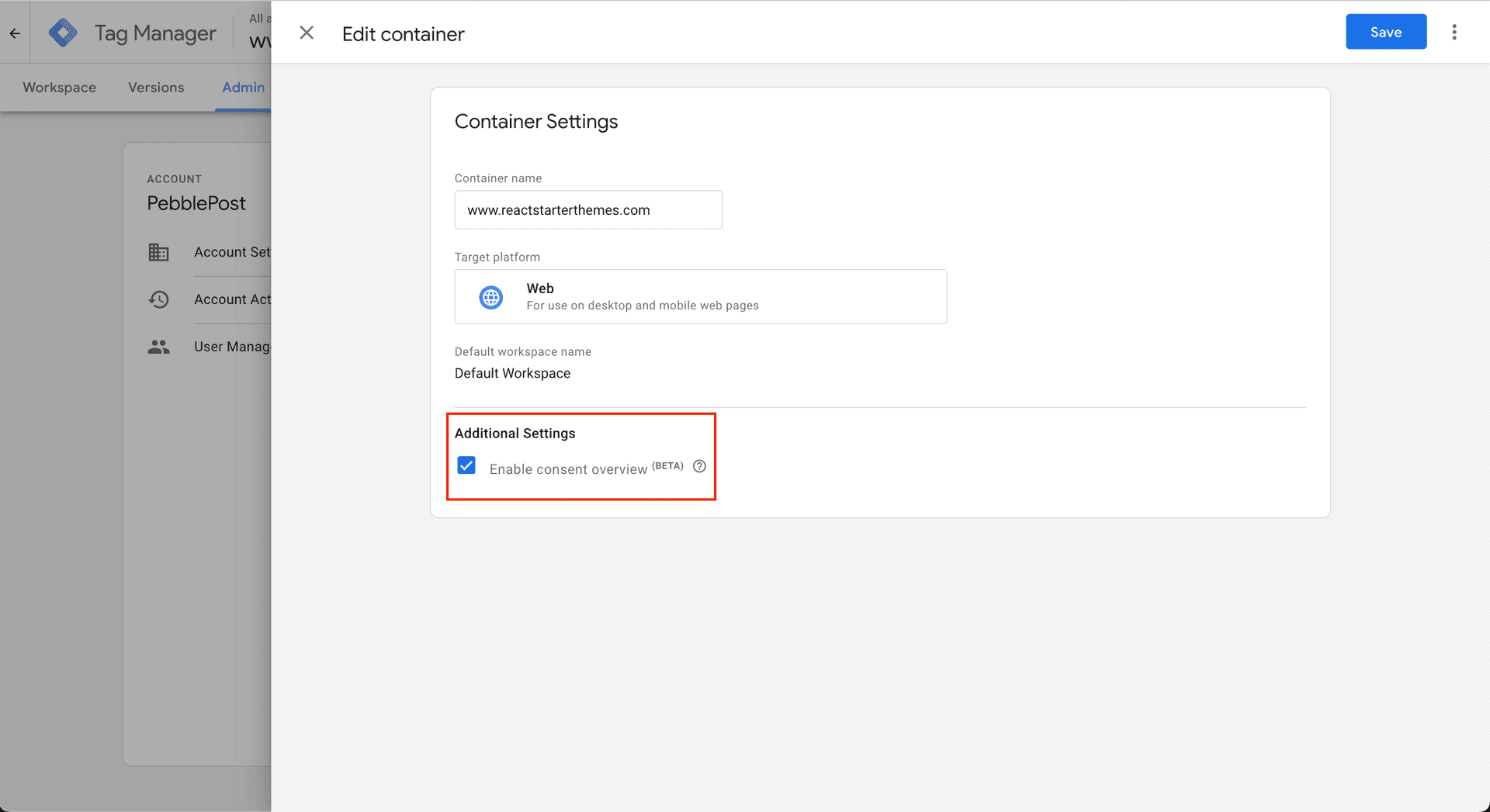 Enable consent overview
